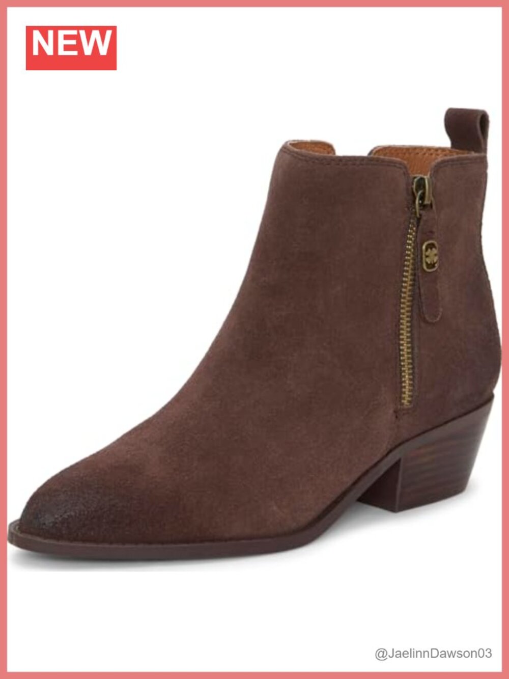 Pointed Toe Stacked Heel Ankle Bootie with Side Zip